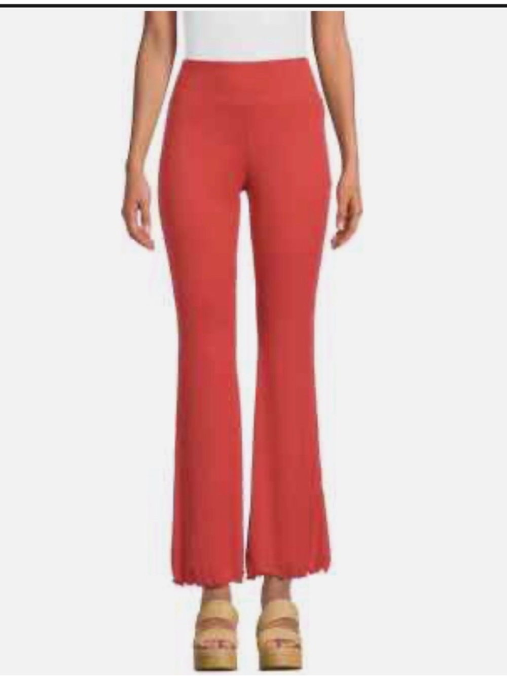 High-Waist Flared Pants in Rust Red